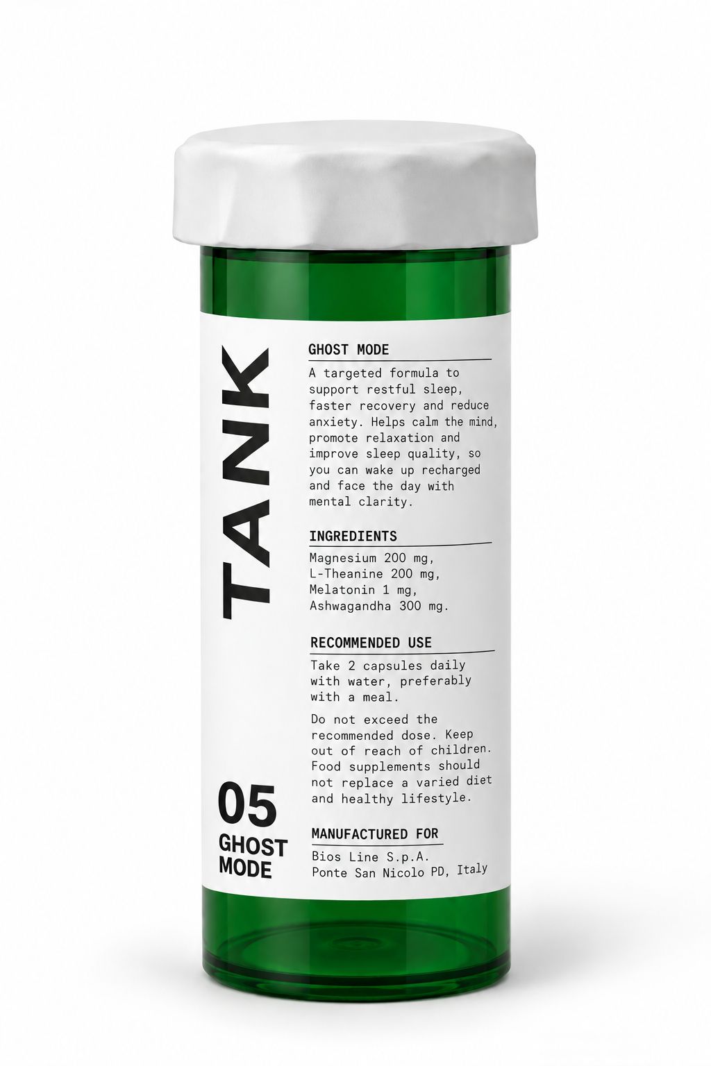 TANK 05 GHOST MODE — Sleep formula in a green vial