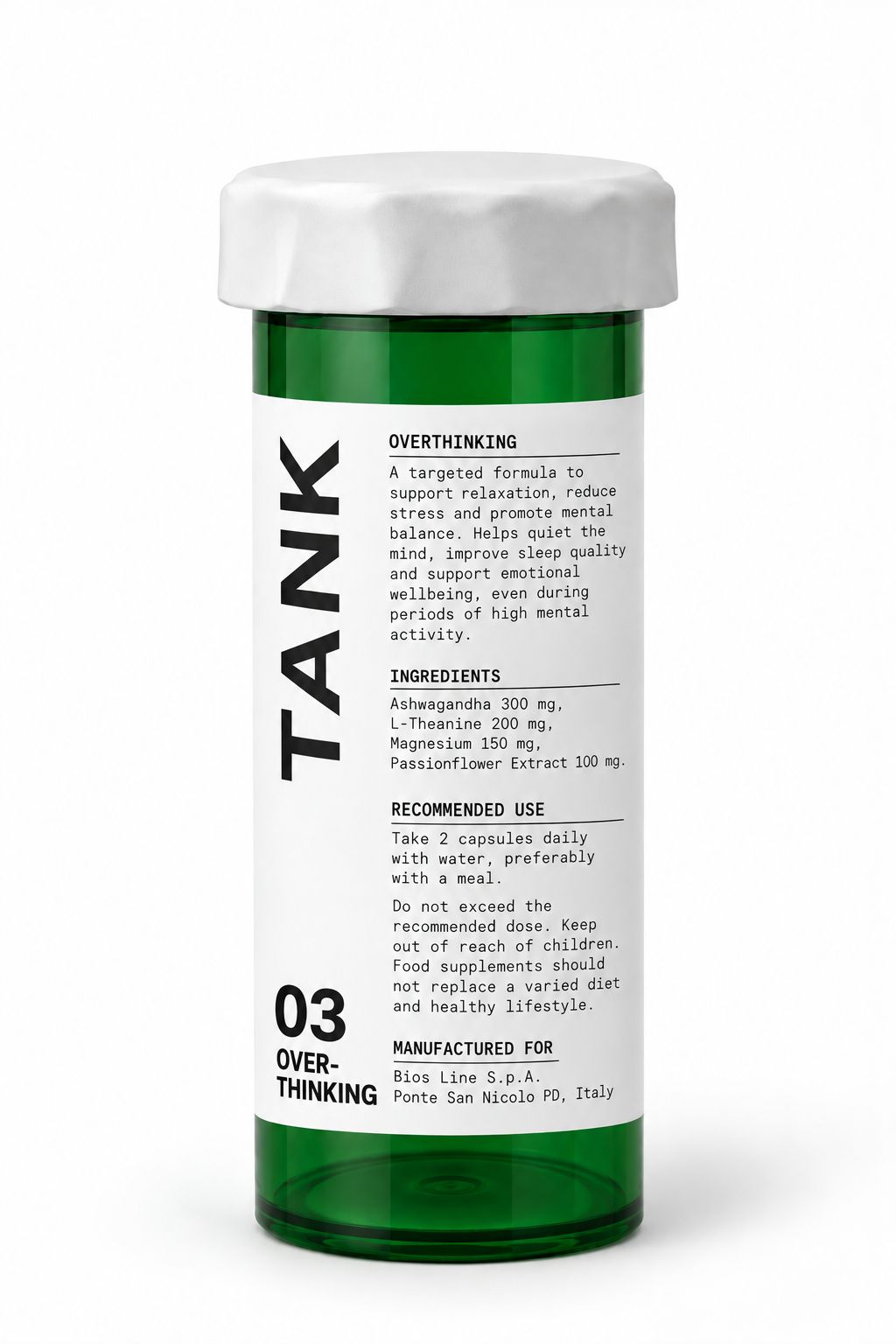 TANK 03 OVERTHINKING — Stress formula in a green vial